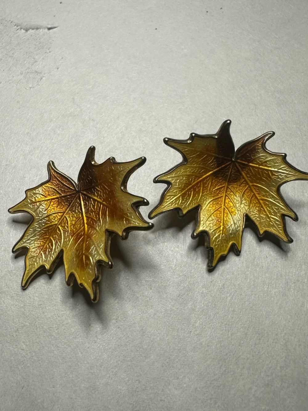 Autumn Maple Leaf Enamel clip ons Sterling 925 Norway